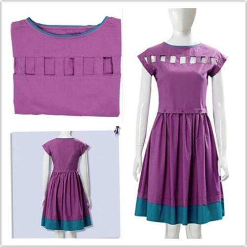 2019 Hot Movie Stranger Things Nancy Wheeler Cosplay Costumes Dress Women Purple Hollow Out Christmas Halloween One-piece Dress