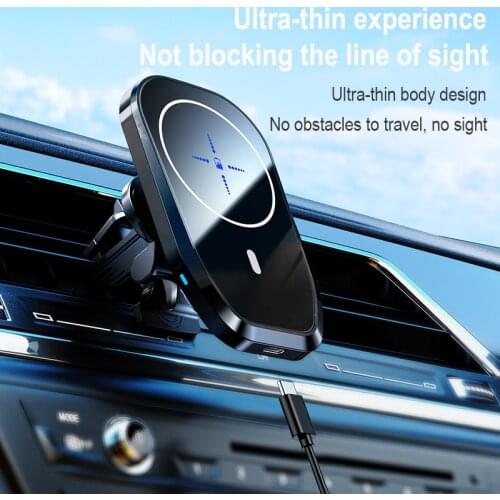 15W Fast QI Wireless Charger Car Mount With Type C Port for iPhone 12/12 pro max 12 mini Quick Charge Magnetic Car Phone Holder
