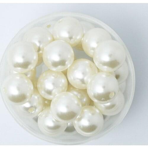 Mew Product 16MM ABS Imitation Pearl Beads White Ivory Color Round Loose Spacer Beads For Bracelet Necklace Making