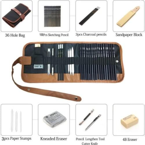 Martol 29 Piece Professional Sketching Charcoal Starter Set Painting Drawing Charcoal Pencil Set. pen set