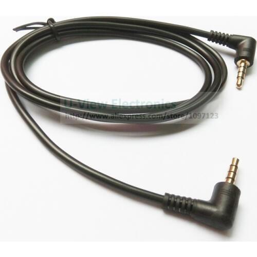 NCHTEK Dual 90 Degree Right Angled 3.5mm 4 Poles Audio Stereo Male to Male Extension Cable Black 1M/Free DHL Shipping/100PCS