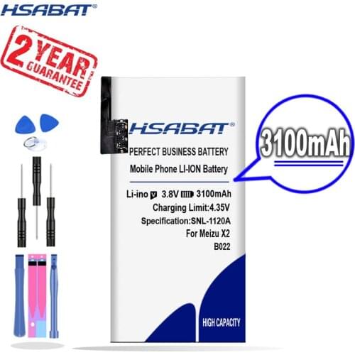 HSABAT 0 Cycle 3100mAh B022 Battery for Meizu MX2 (TD) X2 M040 M045 B020 High Quality Mobile Phone Replacement Accumulator