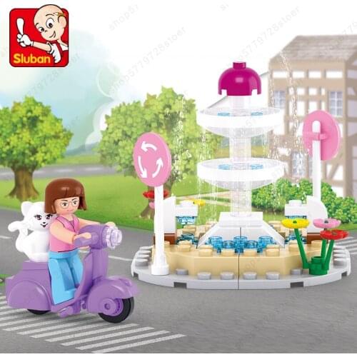 New Sluban Building Block Girl Dream Friends Fountain 79pcs Educational Bricks Toy-Boy retail box for children toy Gifts