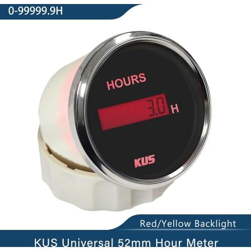New KUS 2''(52mm) Digital Hourmeter Hour Meter for Diesel gasoline Motorcycle Car Hourmeter 0-99999.9 Range 316L Bezel