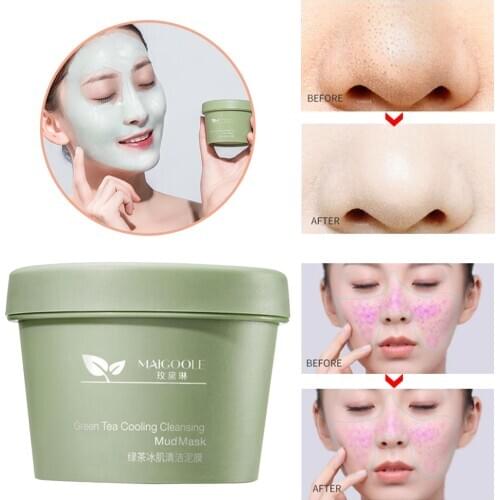 Green Tea Cooling Cleansing Mud Mask Anti Acne Moisturizing Clay