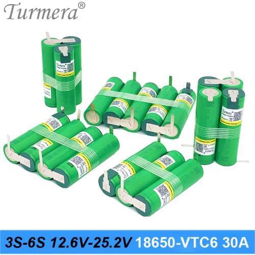 Original vtc6 3S 12.6V 4S 16.8V Battery Pack US18650VTC6 3000mah 30A Discharge Current for shura screwdriver battery (customize)