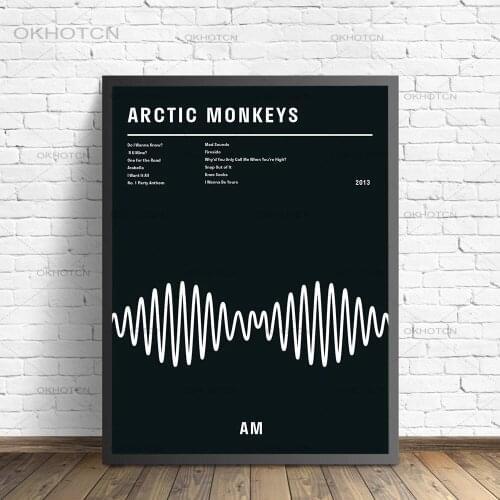 Posters and Prints Black Arctic Monkeys Am Album Music Typography Poster Wall Art Pictures Canvas Painting for Room Home Decor