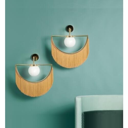 Postmodern minimalist bedroom wall lamp bedside table decoration tassel wall lamp living room background wall lamp corridor ligh