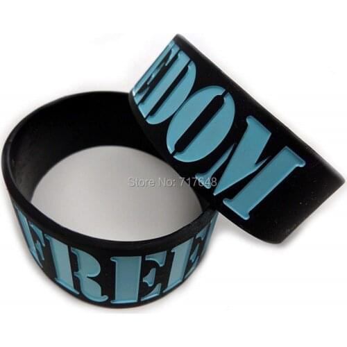 300PCS FREEDOM wide one inch emo punk cool wristband silicone bracelets free shipping by FEDEX A