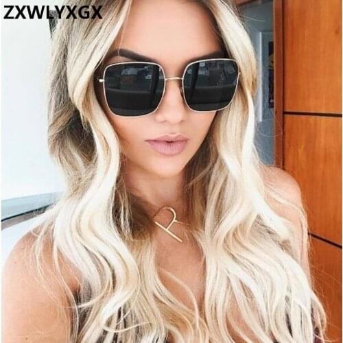 2020 New square frame sunglasses Women Oversized Big Size Sun Glasses Men Female Shades Black UV400 fashion Eyewear