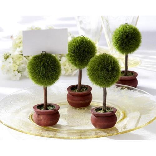 Wedding Favor Green Puffer Ball Topiary Photo Holder/Place Card Holder Garden Party Wholesale