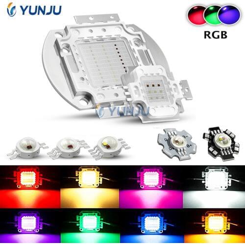 RGB High Power LED bulbs Red Green Blue 3W 10W 50W 100 Watts Lighting Beads Fountain Stage Park DIY Lamp Chips