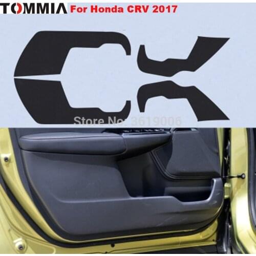 TOMMIA For Honda CRV 2017 Car Inside Door Cover Scratch Protection Anti Kick Pads Carbon Fiber Stickers 4pcs