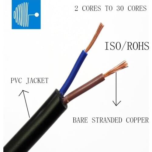 TRIUMPHCABLE/SHENGPAI High flexible 2 M RVV cable 2.5MM 2/3/4/5 cores multicore black jacket color control signal copper wire