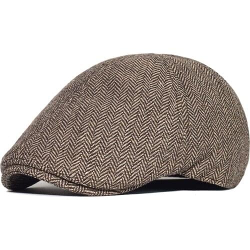Vintage Herringbone Newsboy Cap Men Beret Style Men Hats British Western Style Ivy Cap Classic Hats Striped