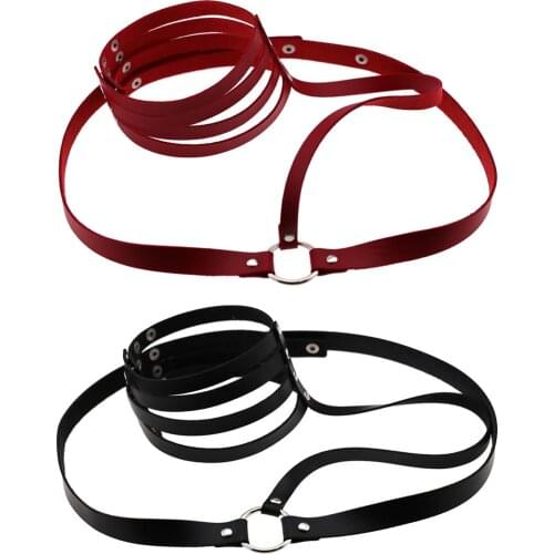 Women Halter Waist Belt Punk Harajuku Faux Leather Strap Adjustable Body Harness