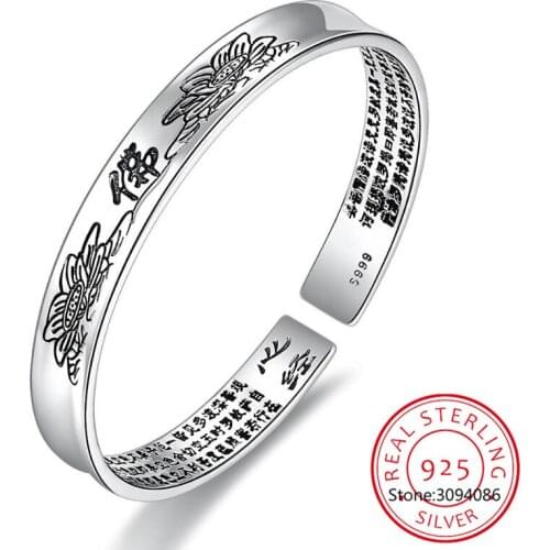 LEKANI New ladies fashion silver bracelet high quality vintage lotus heart Buddha Thai silver bracelet jewelry
