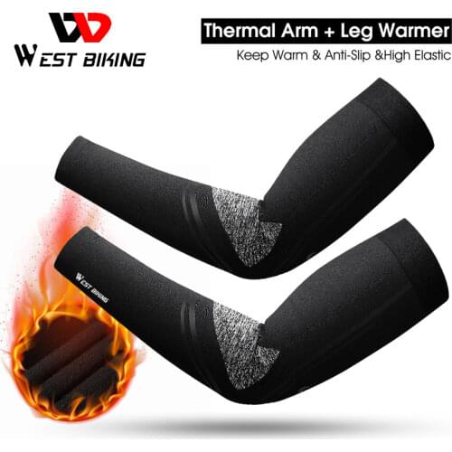 WEST BIKING Winter Thermal Fleece Cycling Arm Leg Warmers Fitness Running MTB Bicycle Leg Warmers Sport Bike Racing Arm Sleeves
