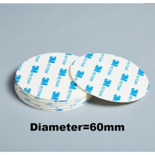 100pcs 3M 1600T White Double Sided Adhesive PE Foam Tape 1.1mm x 60mm Round Circles