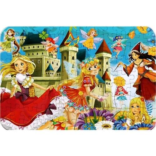 100 Pieces Of Iron Box Wooden Jigsaws Puzzle Kindergarten Early Education Toys