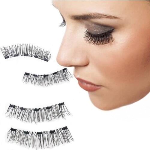 3D 5 Magnets Lashes 4 Pairs Makeup Handmade Natural Extended Soft Eyes Lashes Artificial With Tweezers Magnetic False Eyelashes