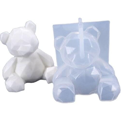 3D Bear Silicone Mold Diy Geometry Stereo Bear Mold Mirror Silicone Mold Decoration Ornament Mold m101