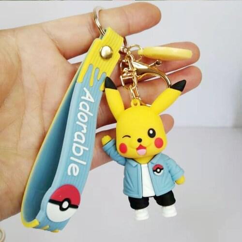 5 Japanese Pokémon Action Figures Pikachu Keychain Pokémon Keychain Squirtle Psyduck Charmander Snorlax Model Car Keychain Gift