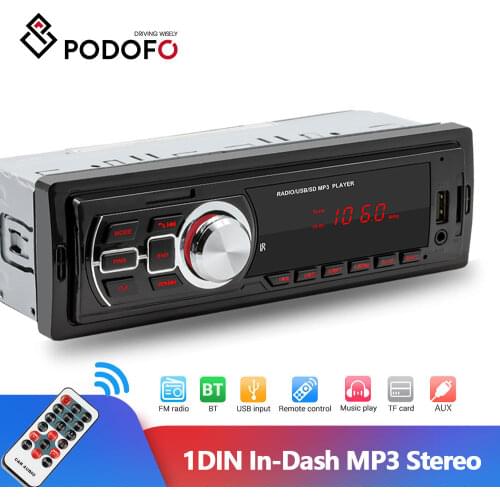 Podofo 1din Car Radio Autoradio Multimedia Player Bluetooth Mp3 Player For Nissan Hyundai Kia Toyata Chevrolet Ford Suzuki Radio