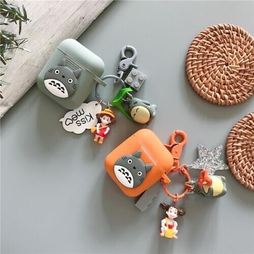 Cute Japan Cartoon Miyazaki HayaoMy Neighbor Totoro Doll Pendant Headphone Case For Apple Airpods 1 2 Silicone Protection Cover