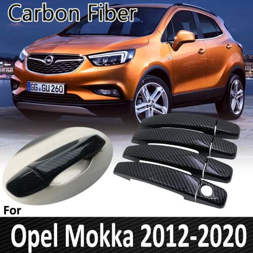 Black Carbon Fiber for Opel Vauxhall Mokka X Buick Encore 2012~2020 2013 2014 2015 2016 2017 Door Handle Cover Car Accessories