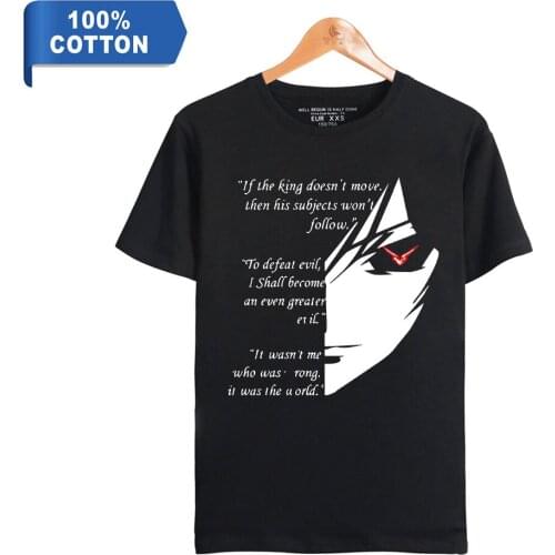 Code Geass Man Tshirt Lelouch of The Rebellion Adventure Japanese Anime T-Shirt Summer Short Sleeve 100% Cotton Men T Shirt