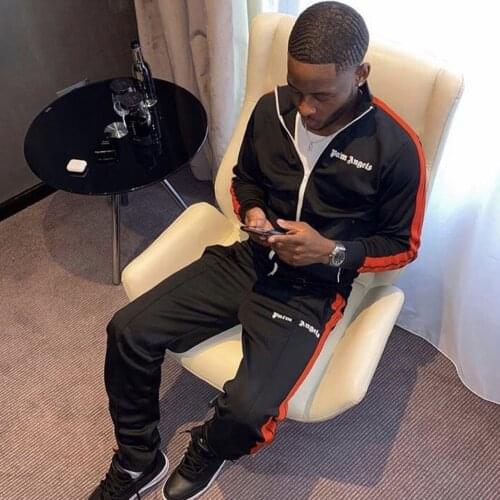 Palm Angels color stripes side open zipper campus retro mens womens casual sports running suit