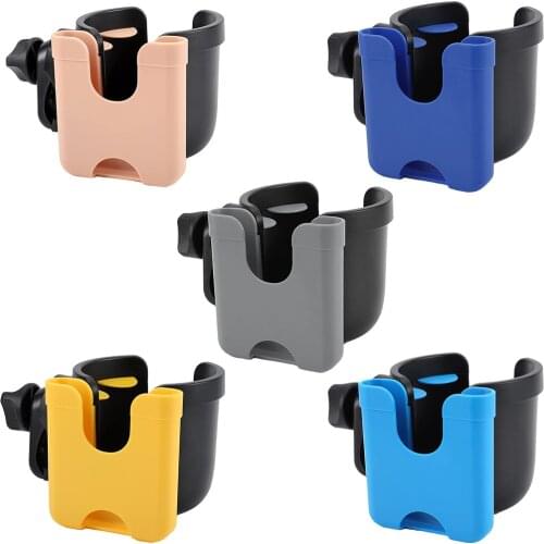 Stroller Cup Holder with Phone Organizer Universal Bike Cup Holder 2 in 1 Bottle Bracket for Wheelchair Walker Pushchair