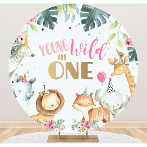 Human Friend Cartoon Animal Circle Round Shape Backgrounds Photography Children Birthday Party Photozone Poster Photo Backdrops