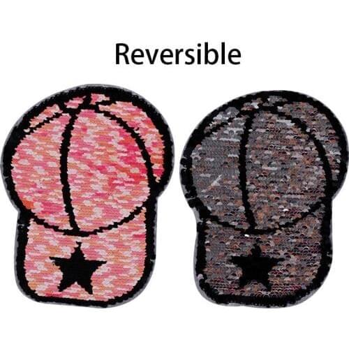 Hat Shape Reversible Patches Change Color With Shiny Sequin Appliques Sew On Girl Boy T-shirt Dress Hat Bag Decoration
