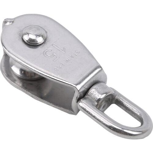 Hot Sale 1Pcs Stainless Steel Pulley Single Wheel Swivel Lifting Rope Pulley Set Bearing Lifting Wheel Tools