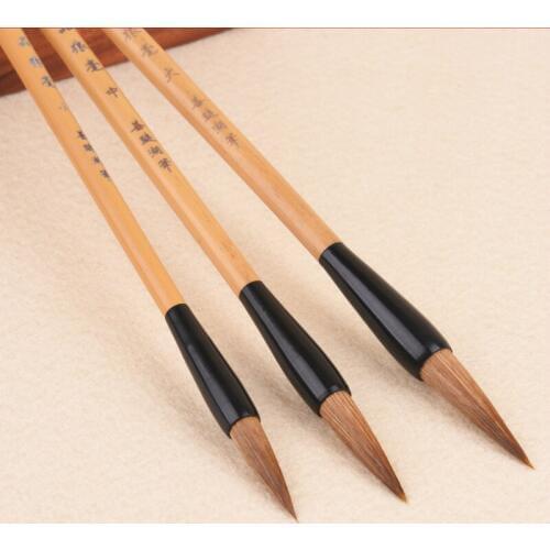 3pcs Wolf Hair Brush Pen Chinese Calligraphy Painting Writing Brush Pen Set Beginner Weasel Hair Calligraphy Practice Brushes