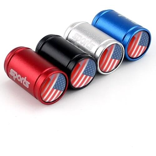 Aluminum Alloy Dull Poliish Wheel Tire Valve Caps Cover American Flag Logo For Chevrolet Cruze aveo captiva Ford Mustang F150