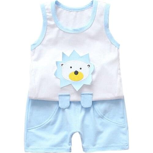 Girls Clothing Sets Boys Vest Sleeveless Top Shorts 2-Piece Children Lion Printed Costume Baby Clothes Suit New Summer Outfits