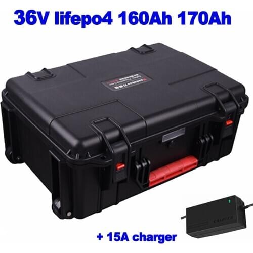 LiFePo4 lithium iron phosphate battery pack 36v 160ah 170ah for RV EV campervan photovoltaic inverter robot forklife 15A Charger