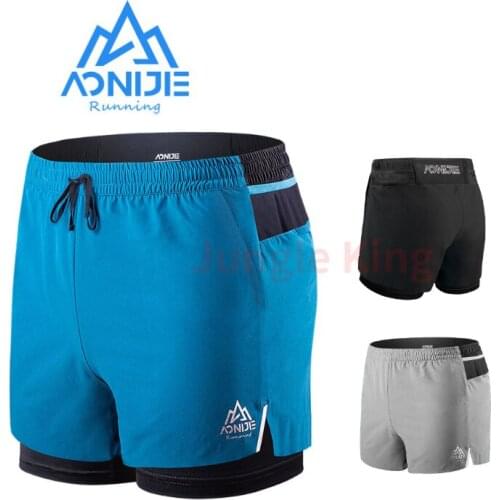 AONIJIE F5102 Men Quick Dry Sports Shorts Trunks Athletic Shorts With Lining Prevent Wardrobe Malf For Running Gym Soccer Tennis