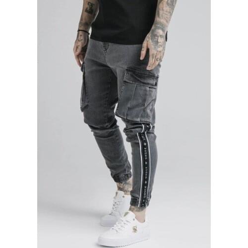 SikSilk Striped Mens Cargo Trousers Dark Gray