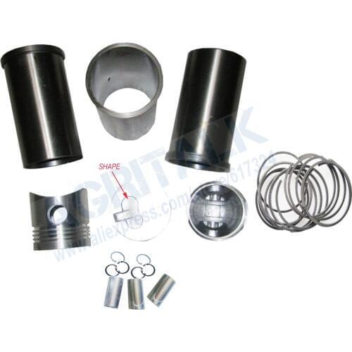 Set of pistons, rings, pins, liners and circlips for Yangdong swirl Y385T engine. please check the shape of the piston