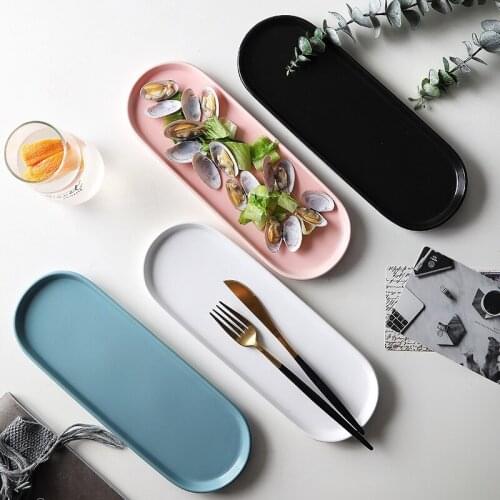 Nordic ceramic long plate household food plate Western food plate rectangular sushi plate snack plate tableware dinner plates