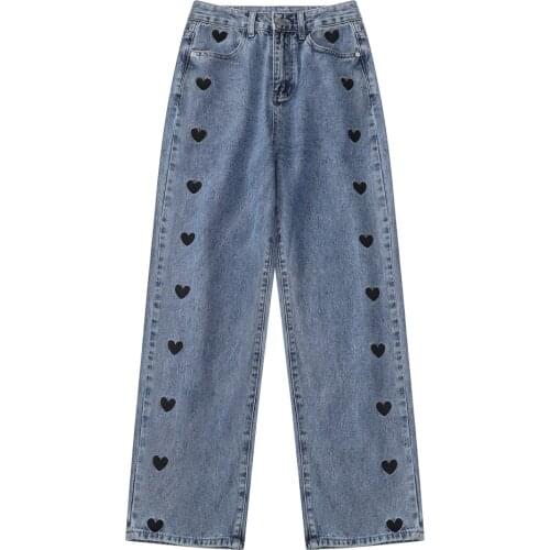 2021 New Jeans Spring Streetwear High Waist Jeans Wide Leg Long Pants Vintage Femme Casual Baggy Straight Mom Denim Trouser