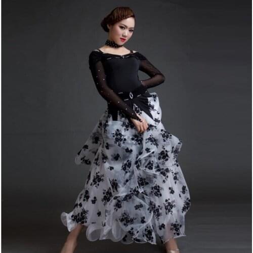 New big swing elegant modern dance costumes female flower splicing waltz/tango/quickstep/ballroom dance for competition