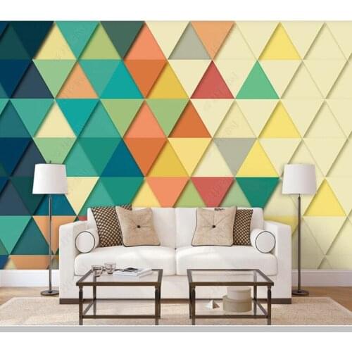 Papel de parede Colored triangle geometric figures modern 3d wallpaper mural,living room tv wall bedroom wall paper home decor