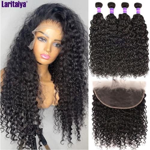 13x4 Transparent Lace Frontal With Bundles Peruvian Water Wave Bundles With Frontal 100% Remy Human Hair Bundles With Closure