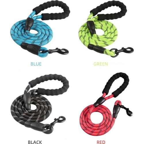 Dog Leash Reflective Nylon Round Foam Handle Comfortable Suitable For Small Medium And Large Pets Accessories Walking Outdoors