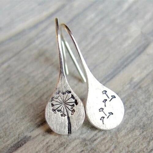 Simple Silver Dandelion Earrings for Women Engagement Wedding Jewelry Statement Earrings